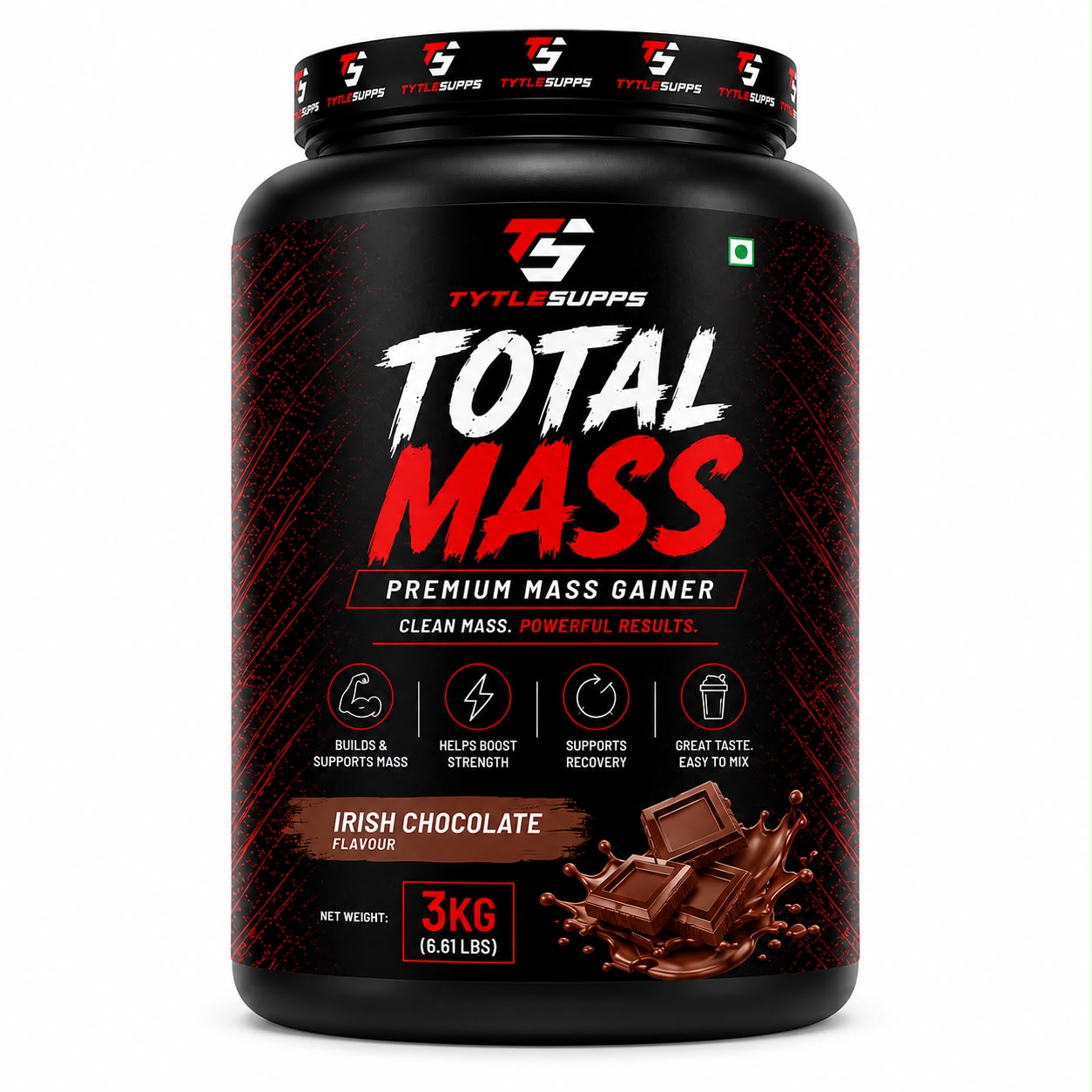 TYTLE SUPPS TOTAL MASS PREMIUM MASS GAINER 3 KG ( IRISH CHOCOLATE)