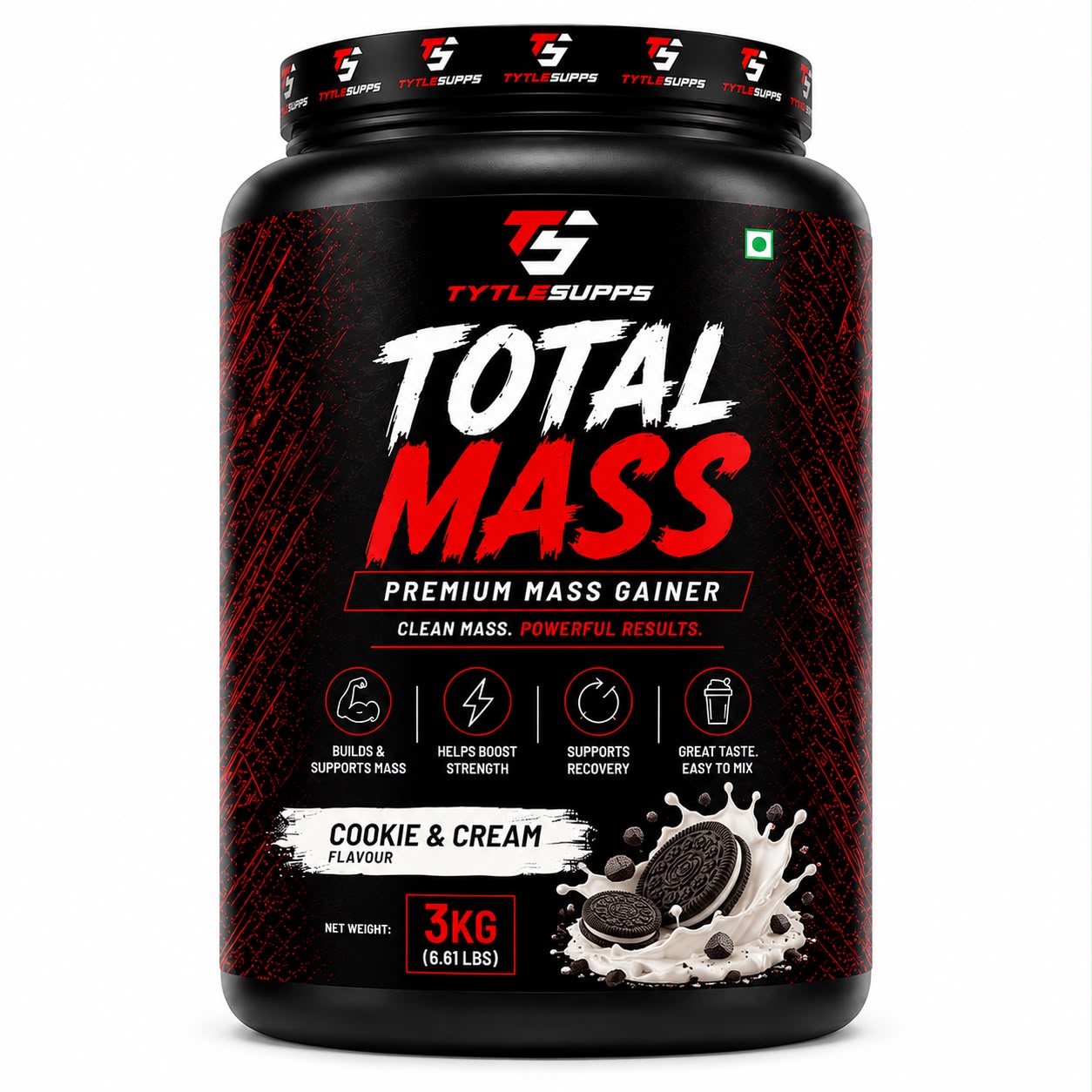 TYTLE SUPPS TOTAL MASS PREMIUM MASS GAINER 3 KG ( COOKIE & CREAM )